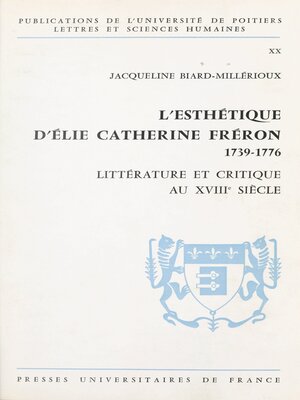 cover image of L'esthétique d'Élie Catherine Fréron, 1739-1776